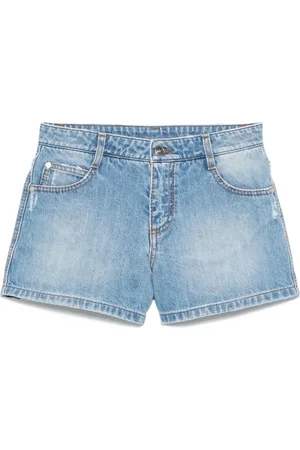 ERMANNO SCERVINO Szorty, Kobieta, Niebieski, S, Denim, Denimowe szorty z efektem znoszenia
