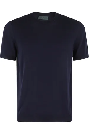 ZANONE Koszulki, Mężczyzna, Niebieski, M, Niebieski Bawełniany Sweter T-shirt