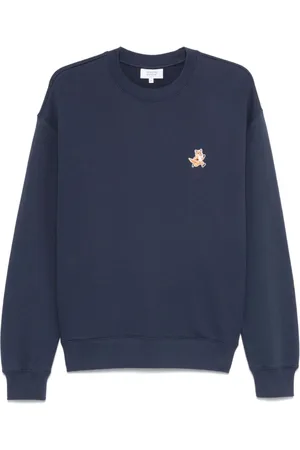 Maison Kitsuné Bluzy, Mężczyzna, Niebieski, S, Bawełna, Niebieska bluza ze stylem