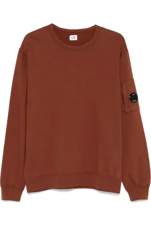 C.P. Company Bluzy, Mężczyzna, brązowy, L, Bawełna, Lekka bluza dresowa z okrągłym dekoltem i soczewką
