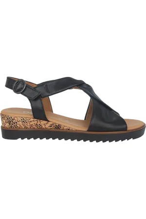 Gabor Buty, Kobieta, Czarny, 37 1/2 EU, Zamsz, Czarna sandałki damskie - kolekcja letnia