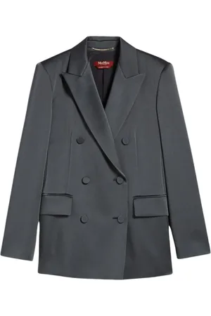 Max Mara Kurtki, Kobieta, Szary, S, Satyna, Dwurzędowa satynowa marynarka