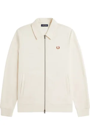 Fred Perry Kurtki, Mężczyzna, Biały, L, Bawełna, Kardigan z Kołnierzykiem Koszulowym w Kolorze Białym