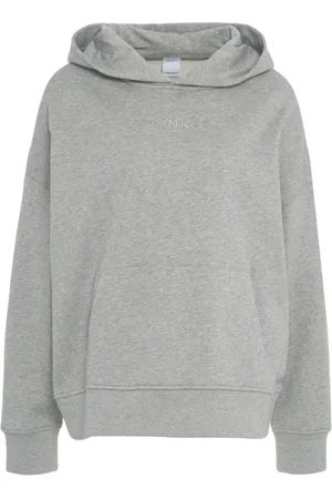 Pinko Bluzy, Kobieta, Szary, S, Oversize Szara Bluza z Haftowanym Logo