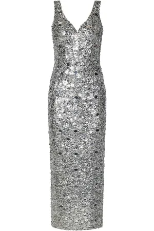 Zuhair Murad Sukienki, Kobieta, Szary, S, Tiul, Elegancka Srebrna Sukienka z Tiulu i Haftami