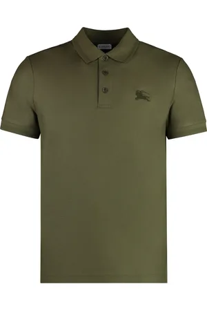 Burberry Koszulki, Mężczyzna, Zielony, S, Bawełna, Bawełniana koszulka polo z prążkowanymi brzegami