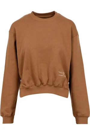 Serafini Bluzy, Kobieta, brązowy, XS, Haftowany Logo Sweter z Okrągłym Dekoltem