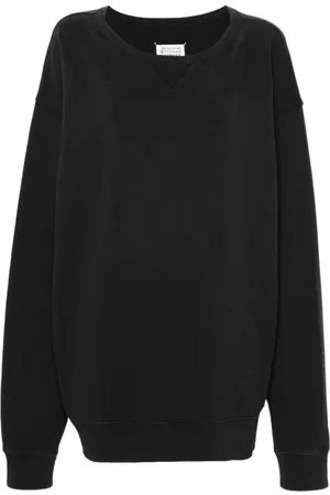 Maison Margiela Bluzy, Mężczyzna, Czarny, L, Bawełna, Obszerna bawełniana bluza dresowa z grafiką, z okrągłym dekoltem