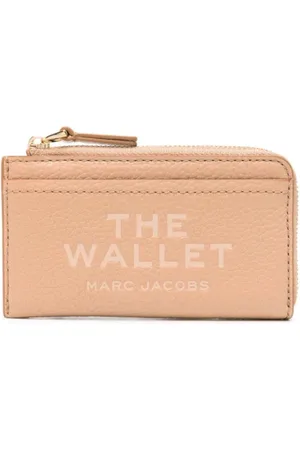 Marc Jacobs Akcesoria, Kobieta, Beżowy, ONE SIZE, Skóra, Beżowy skórzany portfel z zamkiem błyskawicznym