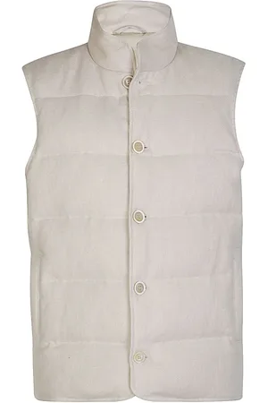 ELEVENTY Kurtki, Mężczyzna, Biały, 2XL, Len, Lniany Stójka Wiosenny Gilet