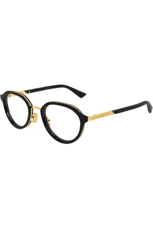 Bottega Veneta Akcesoria, unisex, Czarny, ONE SIZE, Okulary korekcyjne z okrągłymi metalowymi oprawkami