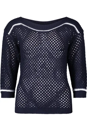 Betty Barclay Swetry, Kobieta, Niebieski, 4XL, Luźny Sweter z Szczegółami Ściegów