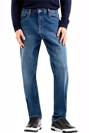 Emporio Armani Jeansy, Mężczyzna, Niebieski, W33, Bawełna, Niebieskie klasyczne jeansy 5-kieszeniowe
