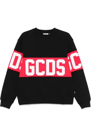 GCDS Bluzy, Mężczyzna, Czarny, XS, Czarny Sweter z Dekoltem