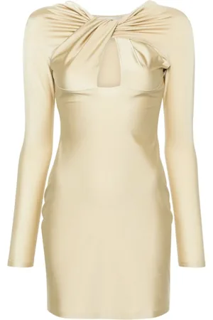 COPERNI Sukienki, Kobieta, Beżowy, L, Satyna, Mini sukienka z wycięciami Twisted Cut-Out