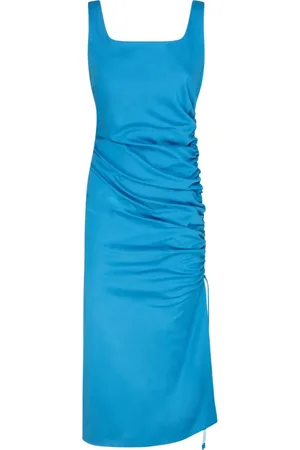 Sportmax Sukienki, Kobieta, Niebieski, S, Poliester, Niebieska Sukienka Midi