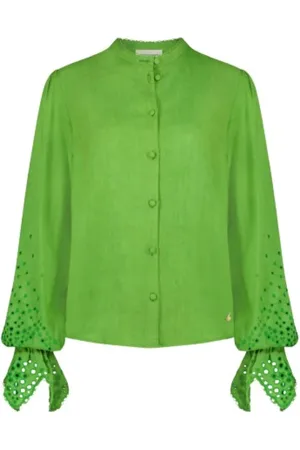 Fabienne Chapot Bluzki, Kobieta, Zielony, M, Len, Clarissa Blouse