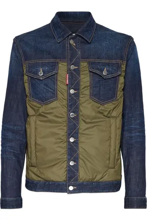 Dsquared2 Kurtki, Mężczyzna, Wielobarwność, S, Bawełna, Kurtka jeansowa Two-Tone