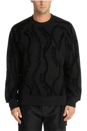 VERSACE Bluzy, Mężczyzna, Czarny, S, Sweatshirt z Abstrakcyjnym Logo