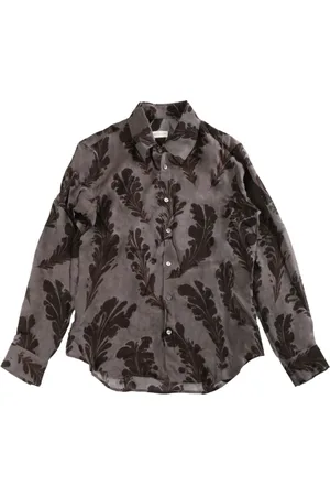 DRIES VAN NOTEN Koszule, Mężczyzna, Szary, L, Klasyczna koszula z kołnierzykiem