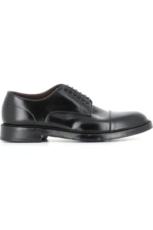 Green george Buty, Mężczyzna, Czarny, 45 EU, Czarne skórzane buty Derby z podeszwą Dainite