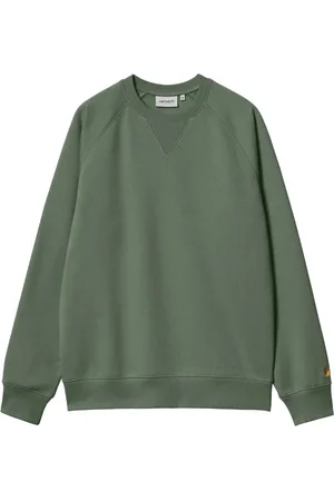 Carhartt Bluzy, Mężczyzna, Zielony, M, Bawełniana bluza dresowa Crew-neck Chase