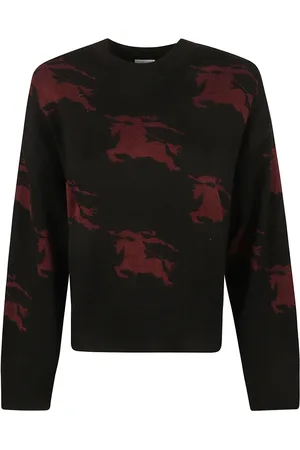 Burberry Bluzy, Kobieta, Czarny, M, Bawełna, Wzorzysty sweter żakardowy EKD
