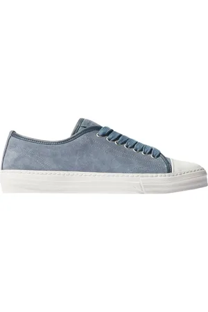 Scarosso Buty, Mężczyzna, Niebieski, 40 1/2 EU, Zamsz, Sznurowane sneakersy ze skóry zamszowej w kolorze stali