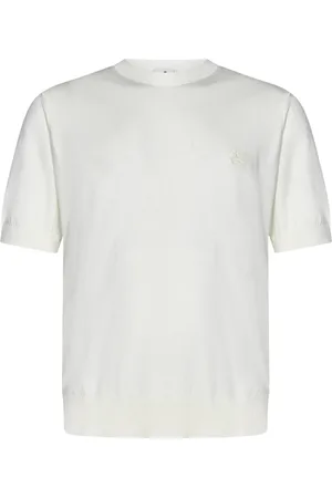 Etro Koszulki, Mężczyzna, Biały, S, Bawełna, Biały lekki sweter z monogramem o stylowym designie