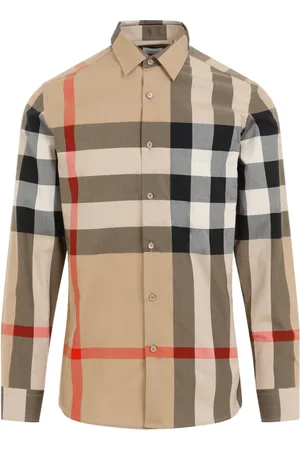 Burberry Koszule, Mężczyzna, Beżowy, XL, Bawełna, Koszula bawełniana w kratę Archive Check