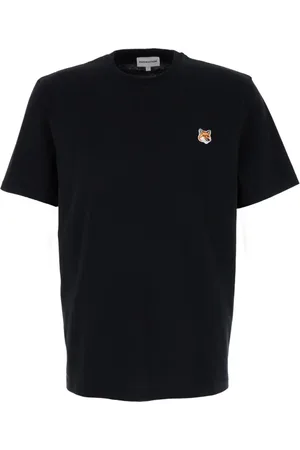 Maison Kitsuné Koszulki, Mężczyzna, Czarny, M, Bawełna, Regularny T-shirt z naszywką Fox Head