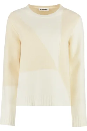 Jil Sander Swetry, Kobieta, Beżowy, M, Geometryczny Sweter Wełniany