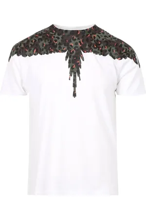 MARCELO BURLON Koszulki, Mężczyzna, Biały, L, Bawełna, Topy z nadrukiem skrzydeł zwierzęcych