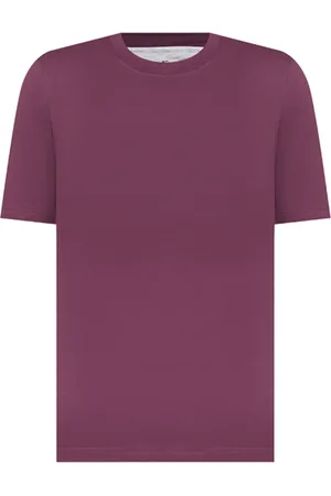 Brunello Cucinelli Koszulki, Mężczyzna, Fioletowy, L, Bawełna, Basic Fit T-shirt
