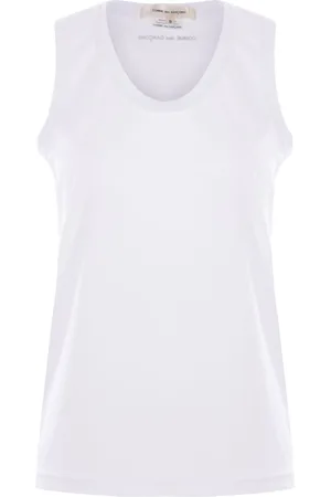 Comme des Garçons Koszulki, Kobieta, Biały, M, Biała Bezrękawnik z Nadrukiem Logo