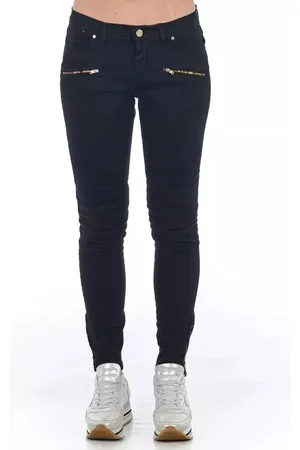 FRANKIE MORELLO Jeansy, Kobieta, Czarny, XS, Bawełna, Eleganckie Biker Stretch Jeansyy