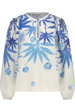 Fabienne Chapot Bluzki, Kobieta, Wielobarwność, XS, Bawełna, Tropical Blue Long-Sleeved Top