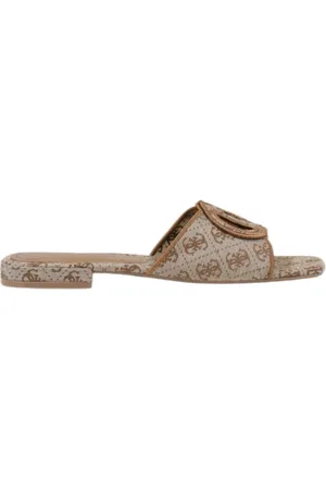 Guess Buty, Kobieta, Beżowy, 36 EU, Poliester, Kolekcja Letnich Klapków