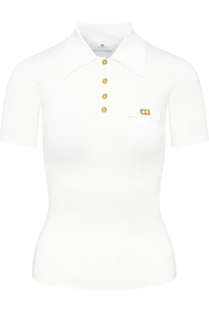 Elisabetta Franchi Koszulki, Kobieta, Biały, M, Ivory Knit Top
