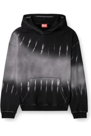 Diesel Bluzy, Mężczyzna, Szary, S, Bawełna, Bluza z kapturem Tie-Dye z nadrukiem logo