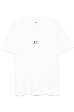 C.P. Company Koszulki, Mężczyzna, Biały, M, Biała Koszulka z Logo na Piersi