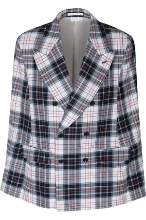 Comme des Garçons Kurtki, Mężczyzna, Biały, M, Wełna, Dwurzędowy płaszcz-peleryna z wełny
