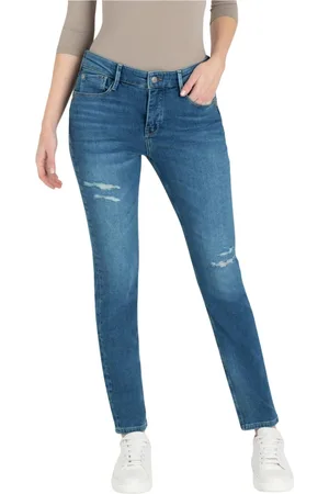 Mac Jeansy, Kobieta, Niebieski, 2XL, Bawełna, Jeansyy Slim-fit California Cool Destroyed