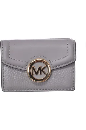 Michael Kors Akcesoria, Kobieta, Szary, ONE SIZE, Skóra, Skórzany Trójskładany Portfel z Miejscem na Karty