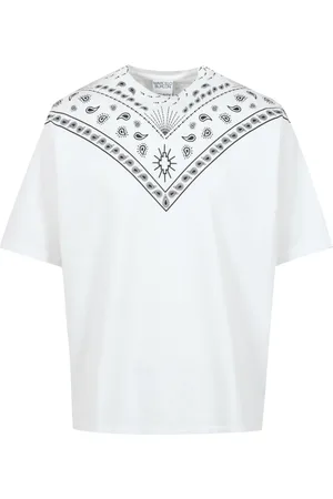 MARCELO BURLON Koszulki, Mężczyzna, Biały, M, Bawełna, T-shirt z białym nadrukiem bandany