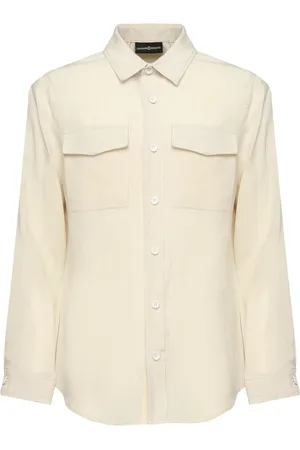 Giuliano Galiano Koszule, Mężczyzna, Beżowy, XL, Off-White Phante Shirt z Włoskim Kołnierzem