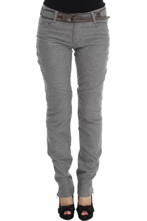 ERMANNO SCERVINO Spodnie, Kobieta, Szary, L, Bawełna, Eleganckie szare spodnie bawełniane casual