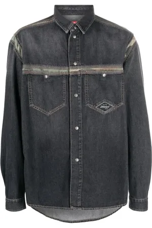 Diesel Koszule, Mężczyzna, Czarny, M, Denim, Denimowa koszula