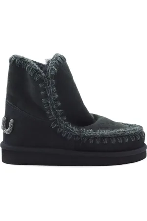 Mou Buty, Kobieta, Czarny, 37 EU, Skóra, Zimowe Kozaki z Błyszczącym Logo