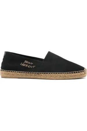 Saint Laurent Buty, Mężczyzna, Czarny, 43 EU, Espadryle na Platformie z Kanwy w Czarnym